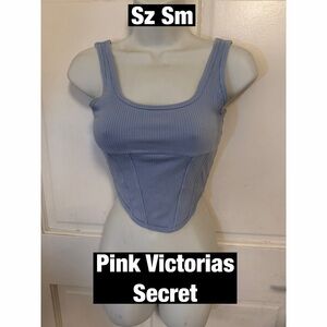 Victoria's Secret Lt Blue Ribbed Corset Top Sz Sm